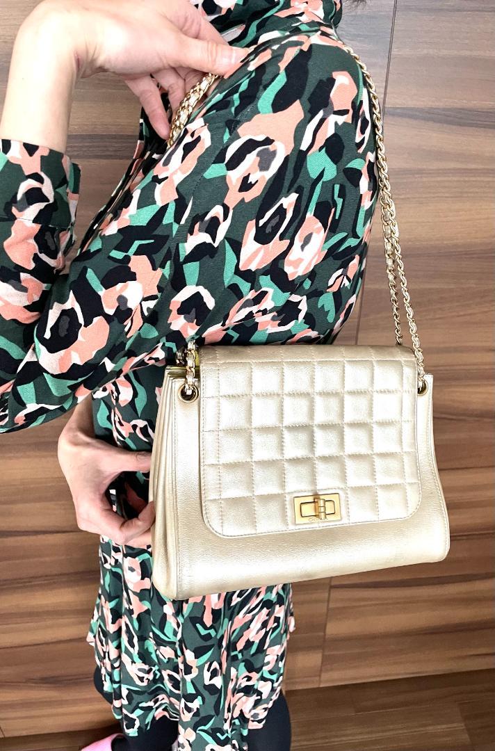 シャネル CHANEL チョコバー チェーン ショルダーバッグ ダブルチェーン