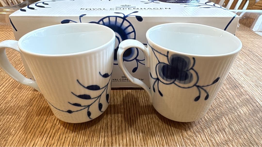ロイヤルコペンハーゲン　ブルーフルーテッド メガ　2客　マグカップ　Lサイズ