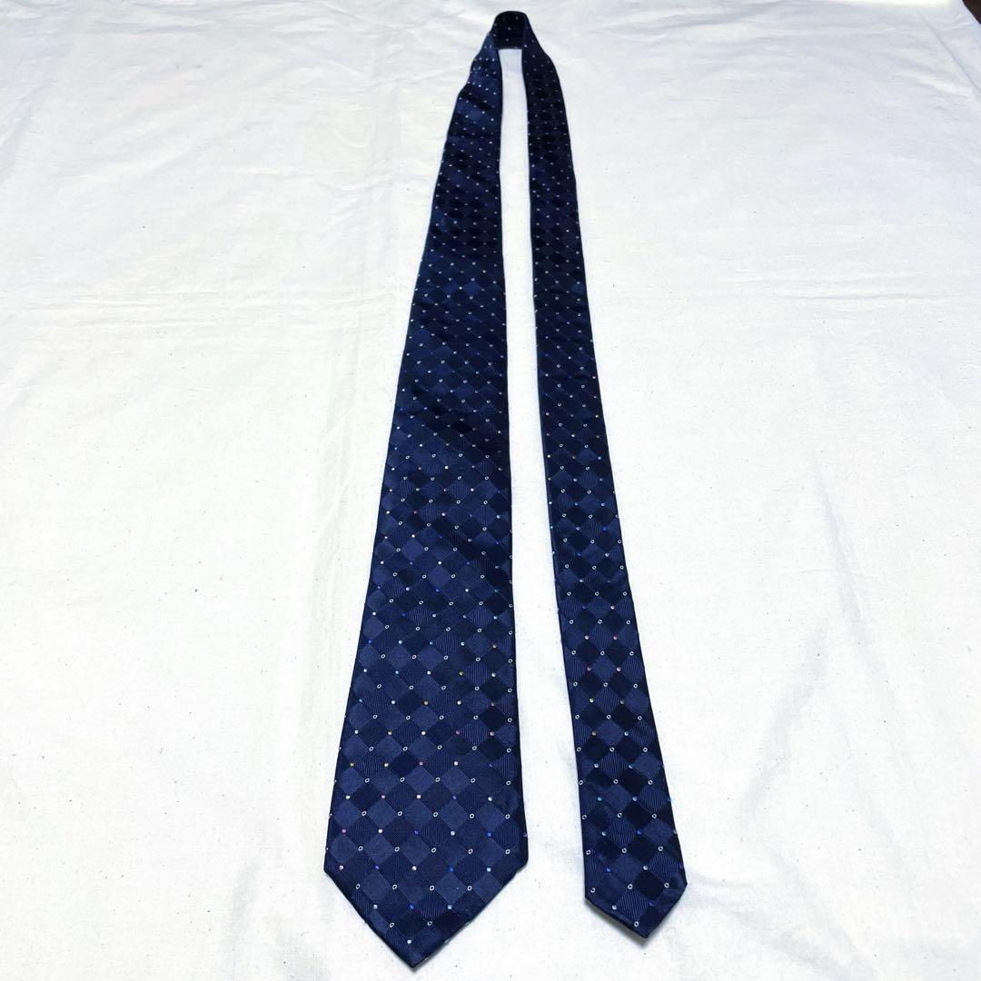 【美品】Paul Smith シルク100% ネイビードット柄ビジネス光沢日本製