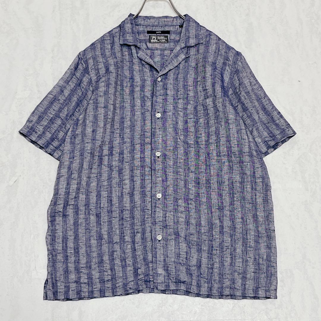 美品『シップス』リネン麻 オープンカラーシャツ BAIRD MCNUTT 開襟
