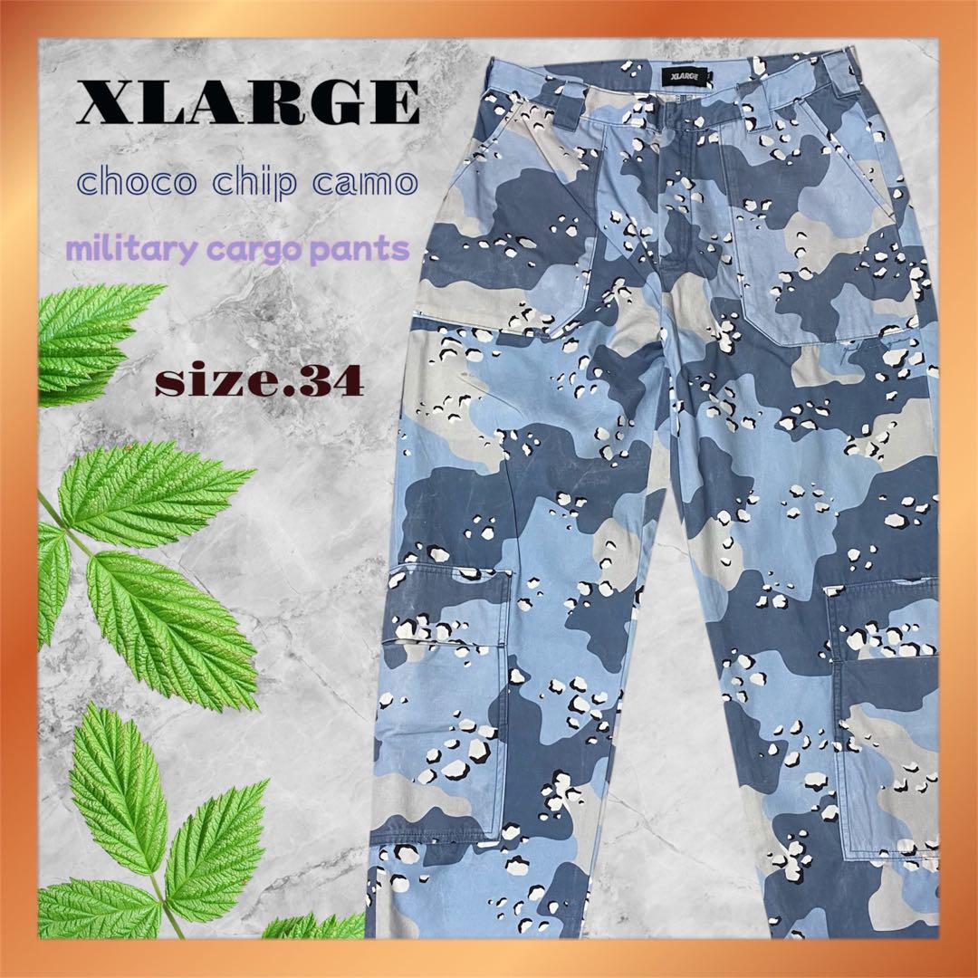 XLARGE エクストララージ チョコチップカモ ミリタリーカーゴパンツ ブルー