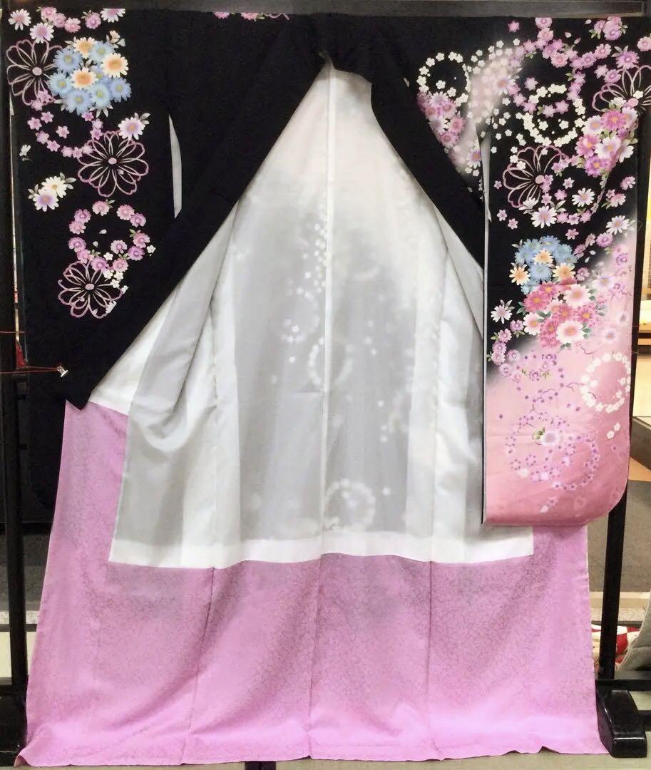 ☆少々難あり☆正絹 振袖 仕立て上がり リメイク-B