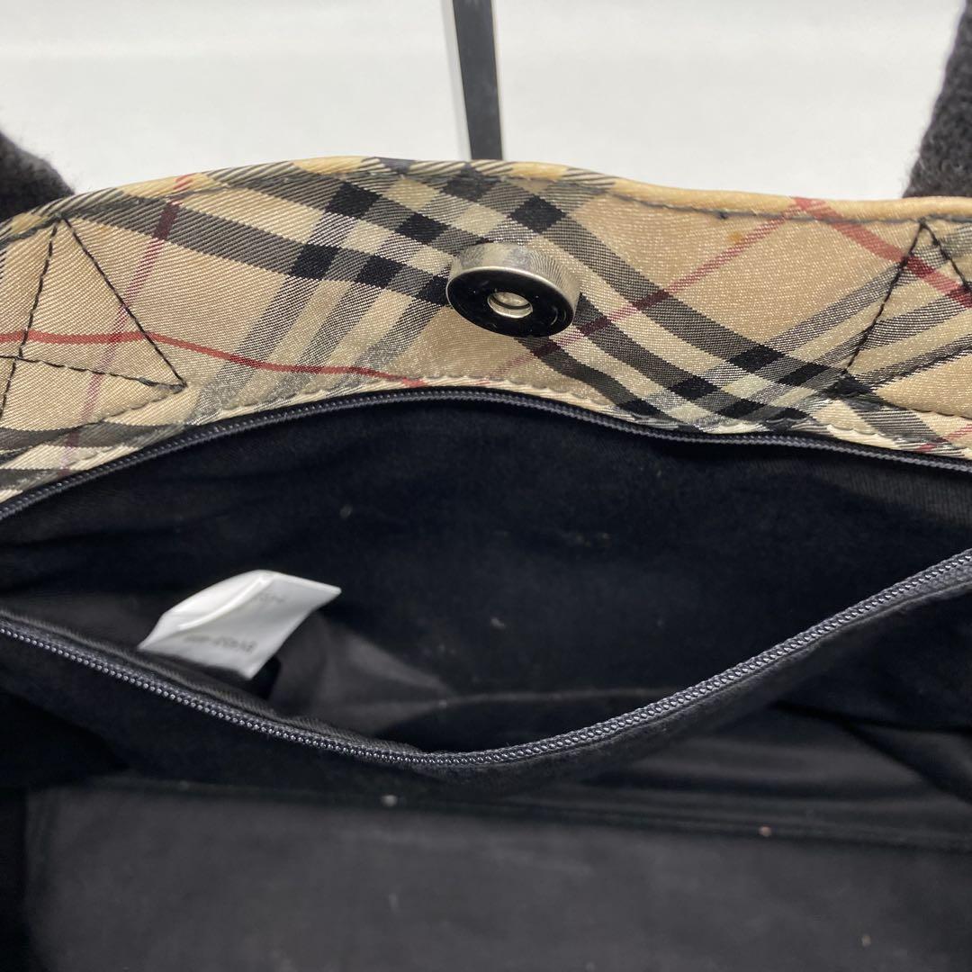 Burberry バーバリー　トートバッグ　肩掛け　ナイロン　ノバチェック　黒