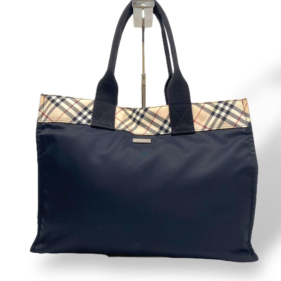 Burberry バーバリー　トートバッグ　肩掛け　ナイロン　ノバチェック　黒