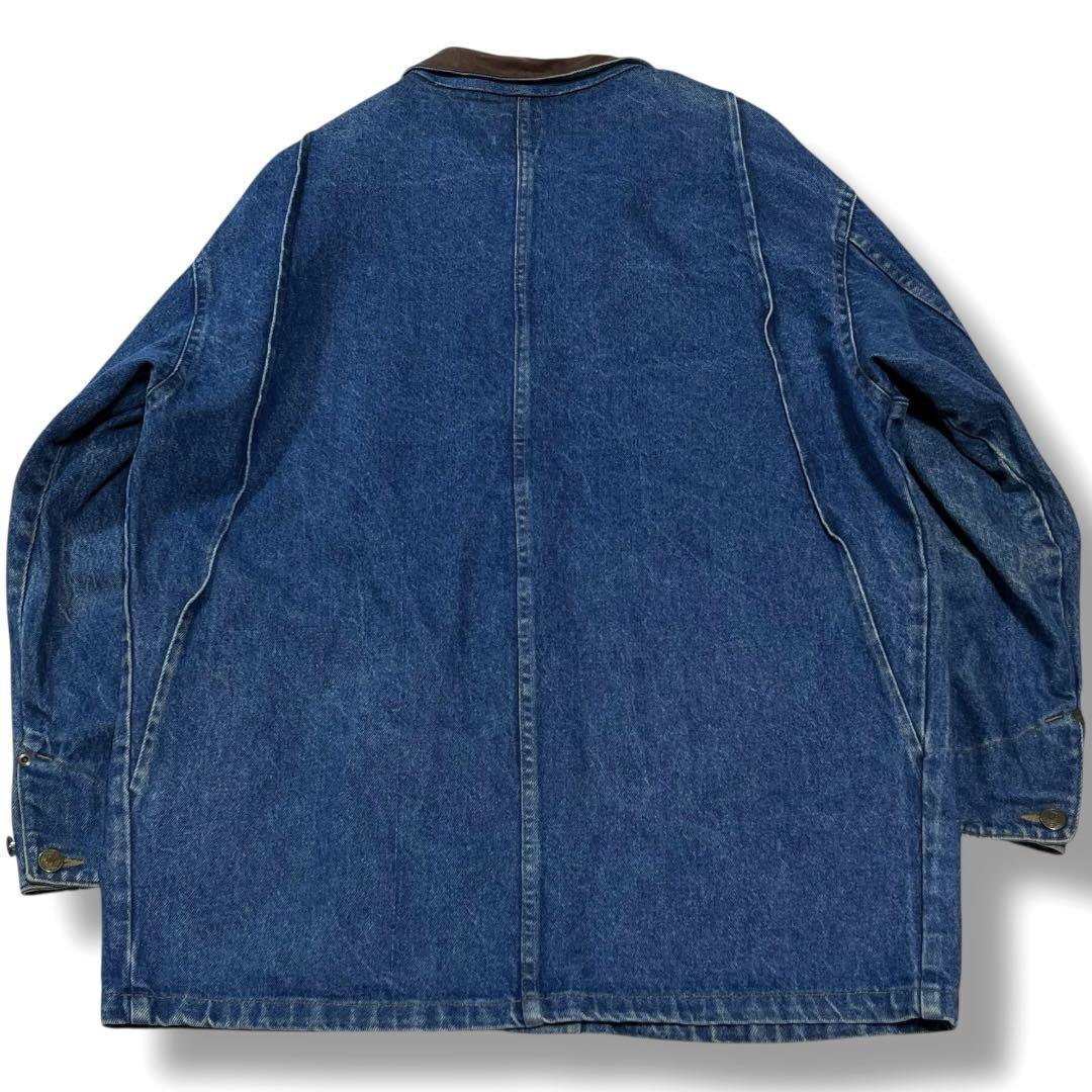 希少 襟レザー USA製 カバーオール SAKS FIFTH AVENUE M メンズ