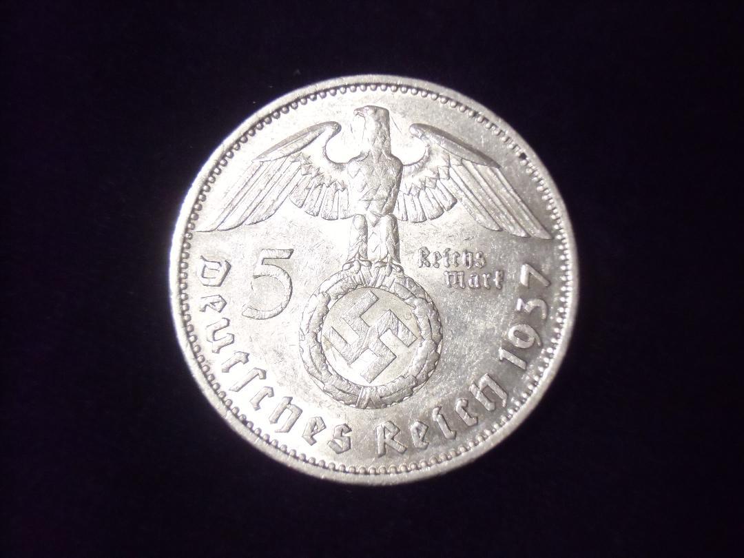 ランキングや新製品 ⊞ドイツ軍＊1937年＊5マルク銀貨＊ミントマークA（実物 コレクション