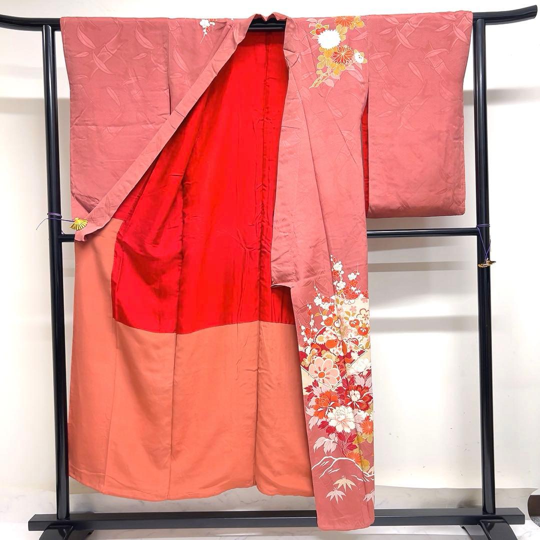 訪問着　アンティーク　金駒刺繍　刺繍　金彩　牡丹　花模様　着物　092tz