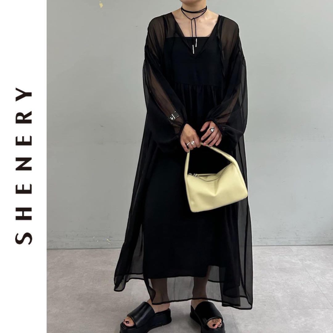 新品　SHENERY シアーギャザー2WAYドレス　シーナリー　ブラック