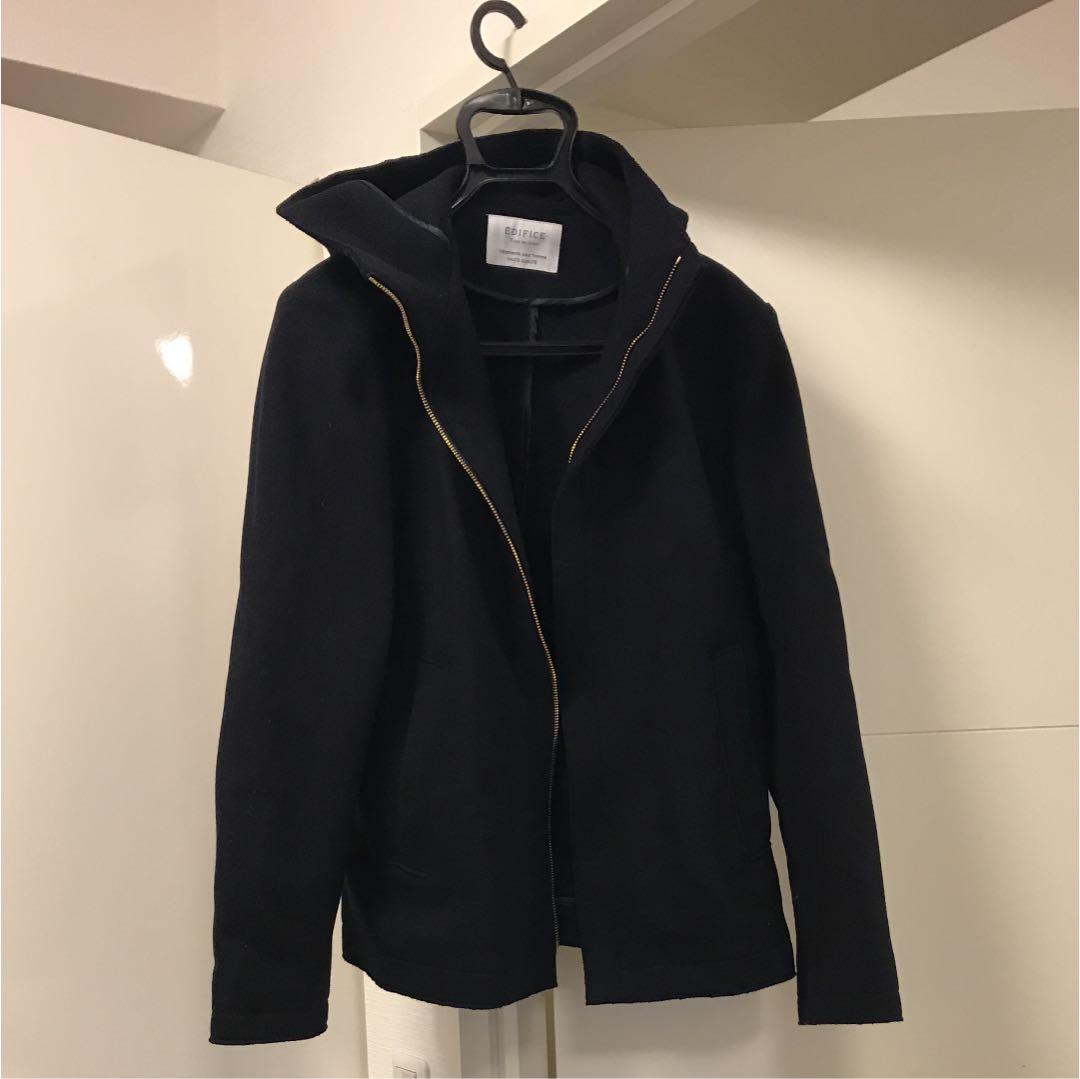 EDIFICE JERSEY MELTON カットオフ フードブルゾン メンズ