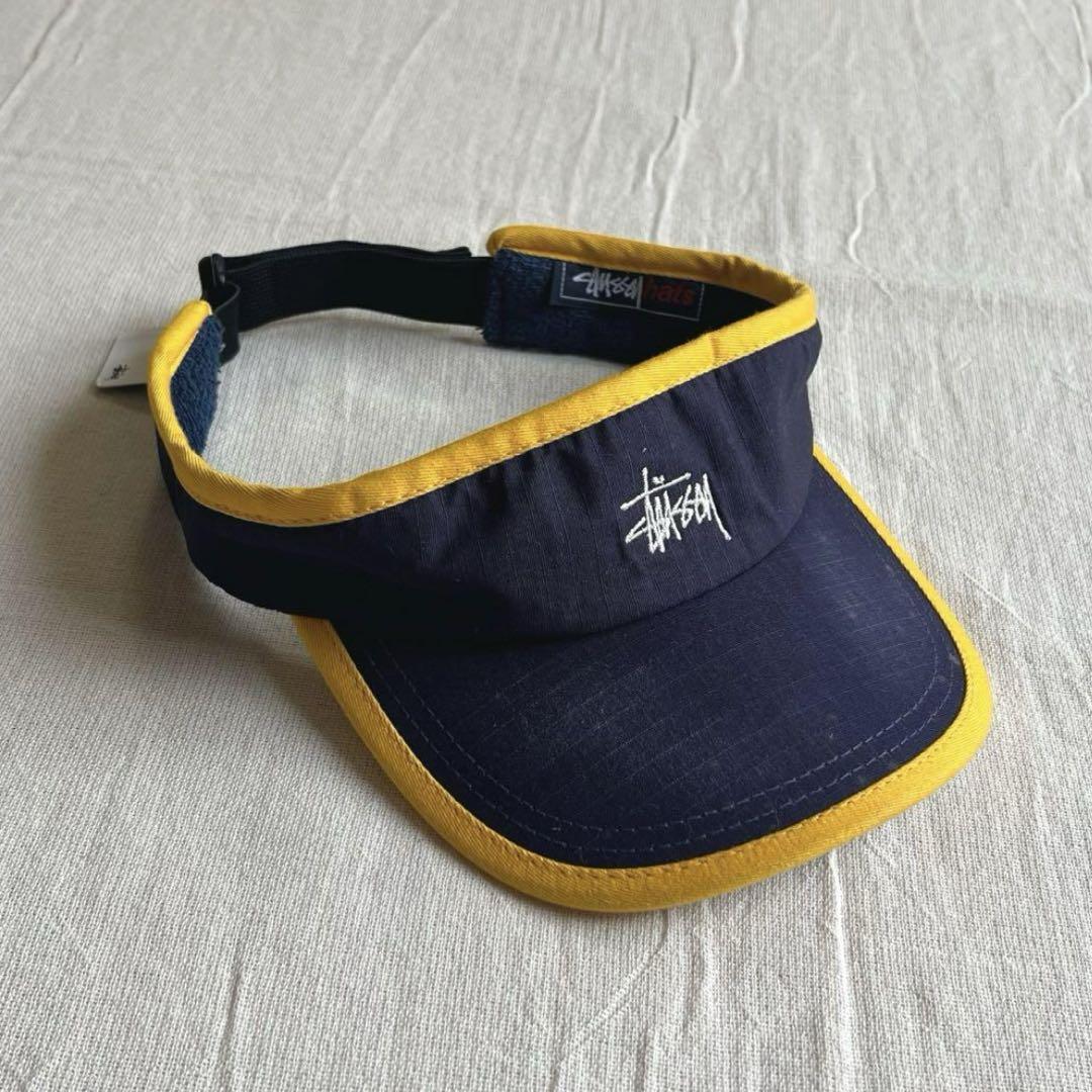【yoshimasa】90S OLD STUSSY HATS サンバイザー 90s dead stock old stussy サンバイザー 紺タグ 刺繍 - メルカリ