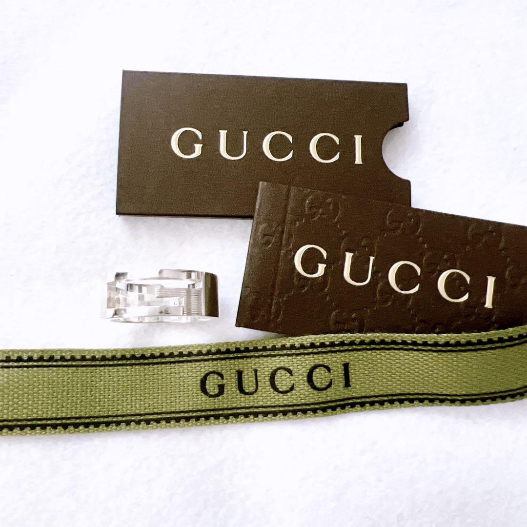 美品✨GUCCIグッチリング指輪17号インターロッキングロゴオープンシルバーgg