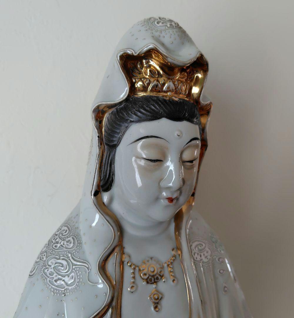 観音菩薩像 九谷焼 工芸品