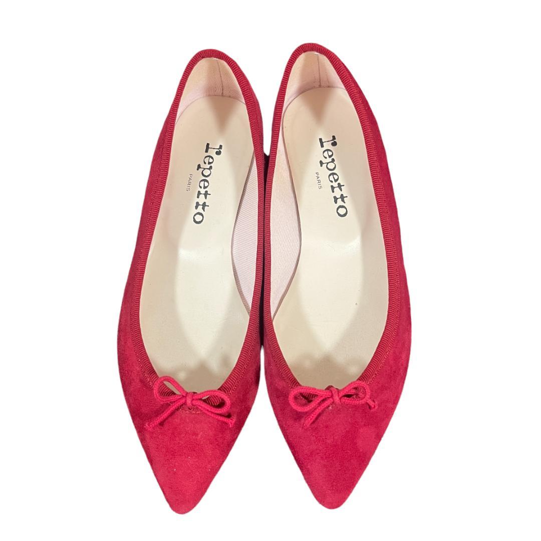 大得価限定SALE 美品 repetto バレーシューズ フラットシューズ スエード 赤 22cm 5gF20-m55856336331 安いお買い得