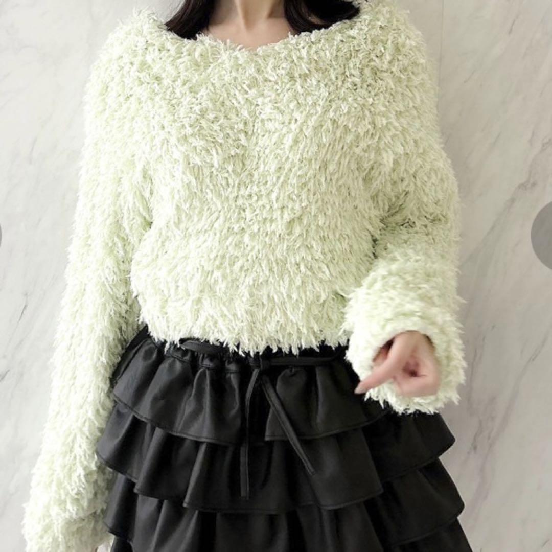 値下げ　新品　dazzlin プードルボリュームカットソー　フリーサイズ　黄緑