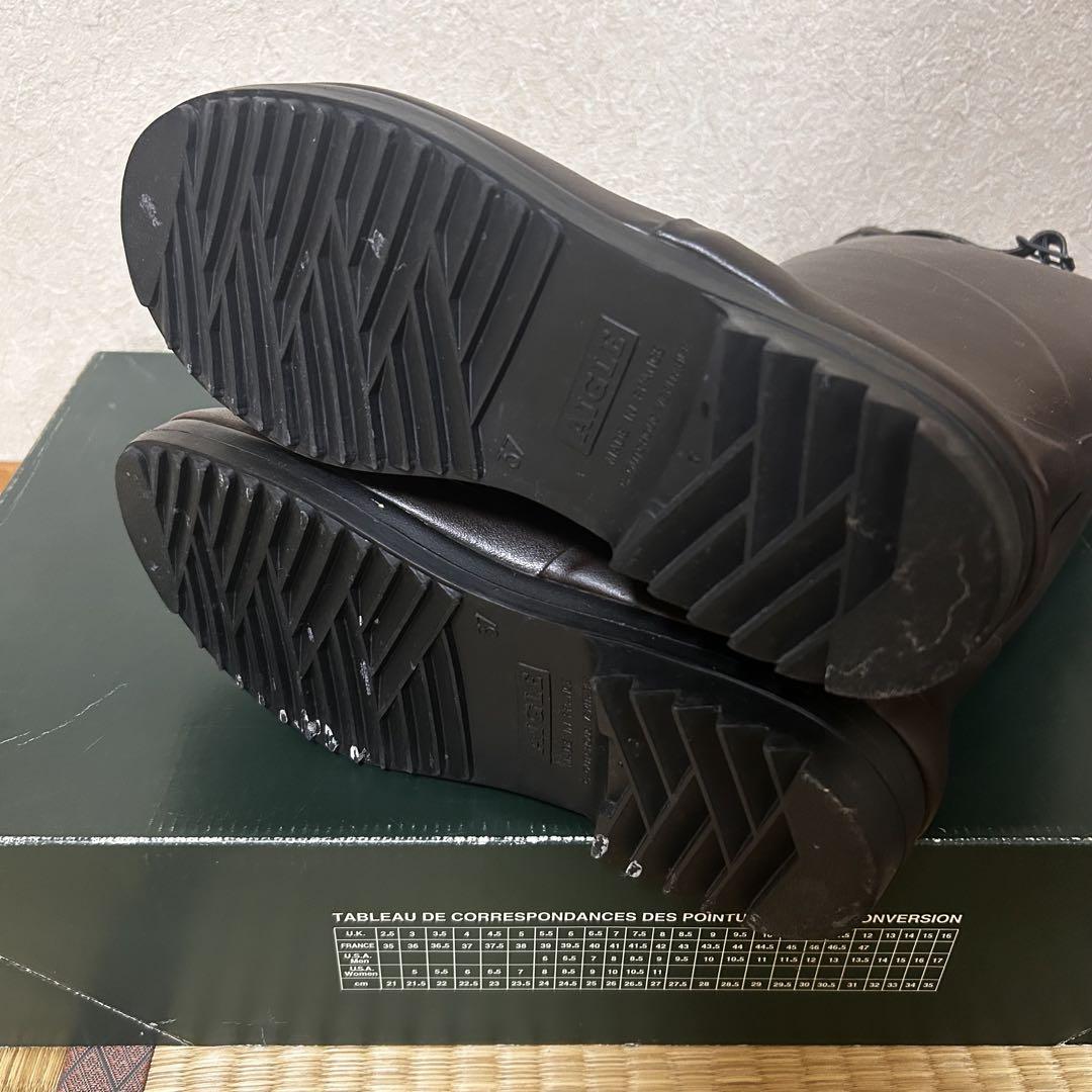 新品未使用 AIGLE レインブーツ ブラウン 37(22.5cm)フランス製