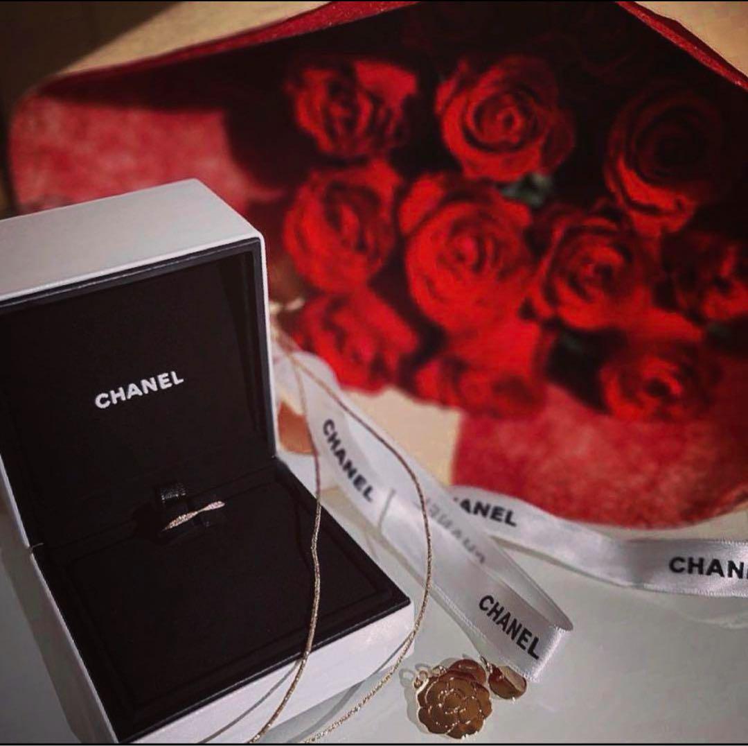 CHANEL カメリア ハーフエタニティリング 18Kピンクゴールド