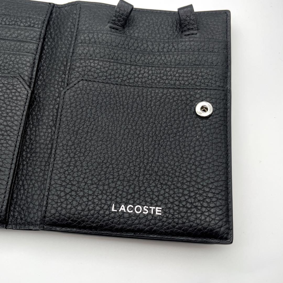 本革✨ ラコステ ショルダー ウィズアクロック カード アンド