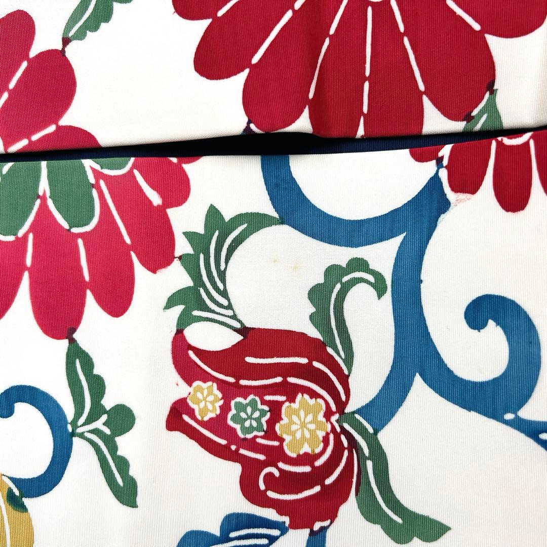 名古屋帯 型染め 菊花 唐花 唐草 アイボリー 着物 帯 037k 名古屋帯 型染め 菊花 唐花 唐草 アイボリー 着物 帯 037k