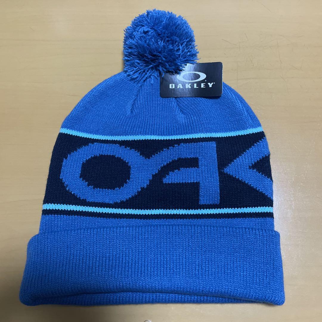 OAKELY オークリー ボンボン ニット帽 ビーニー ブルー 新品