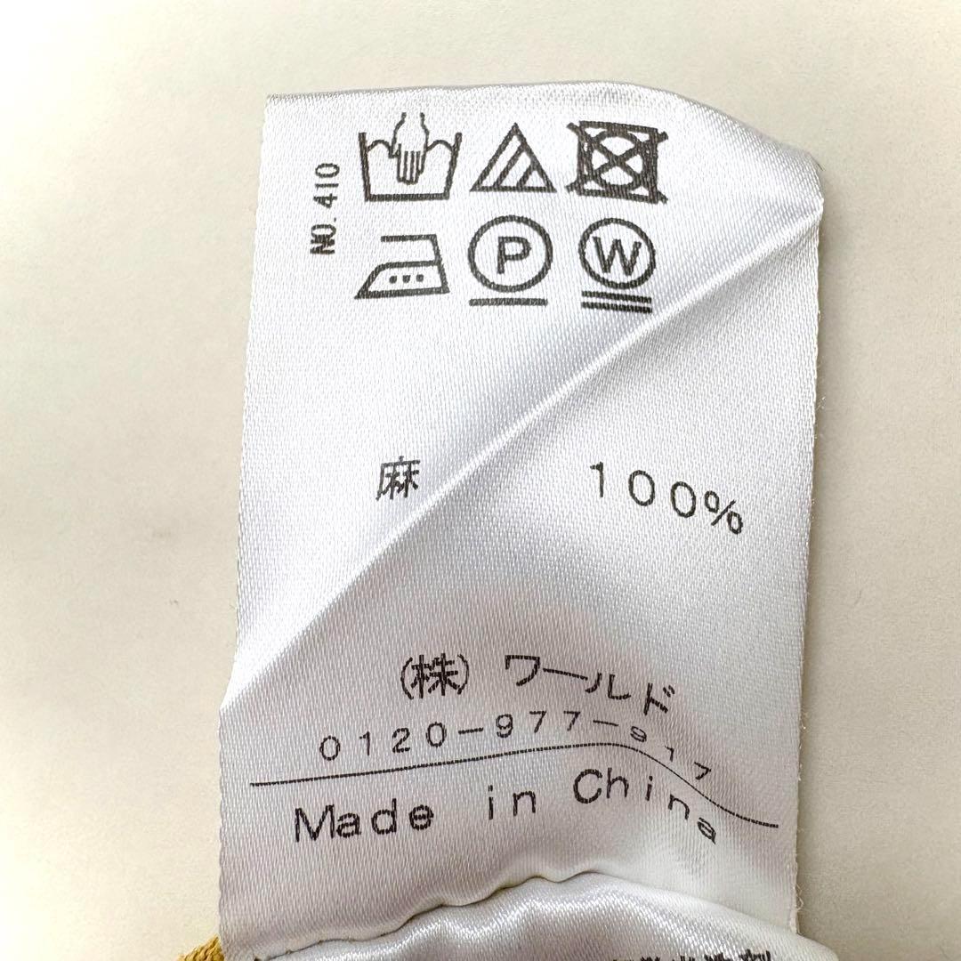 美品 ドレステリア リネン100% シャツワンピース マスタード