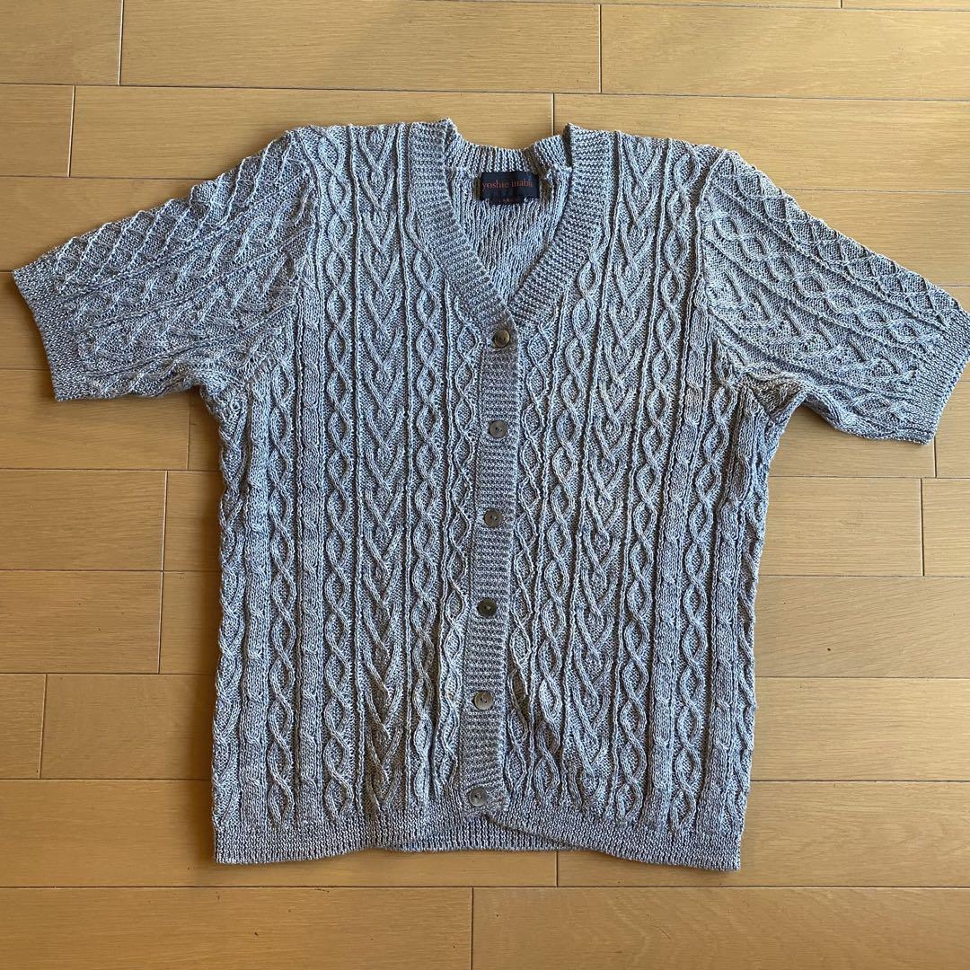 美品★ ヨシエイナバ　シルバーグレー　半袖　カーディガン