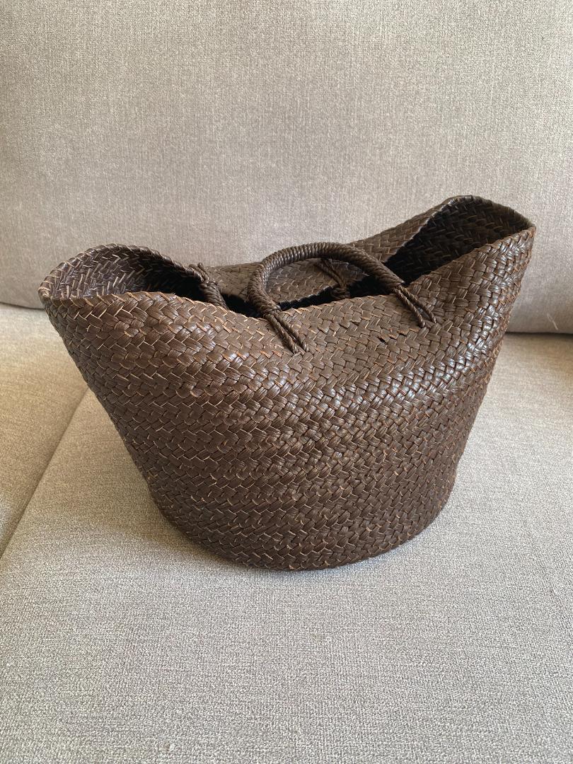 美品【Aeta アエタ】レザーバスケットM ダークブラウン 保存袋付き