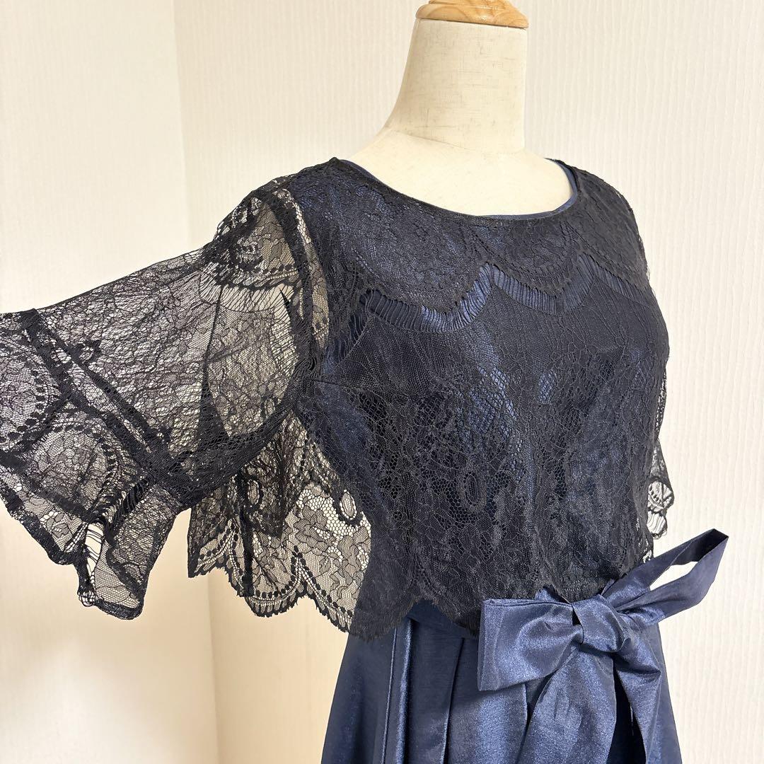 美品✨️ DELLISE NOIR パーティードレス LL ケープボレロ付き 紺
