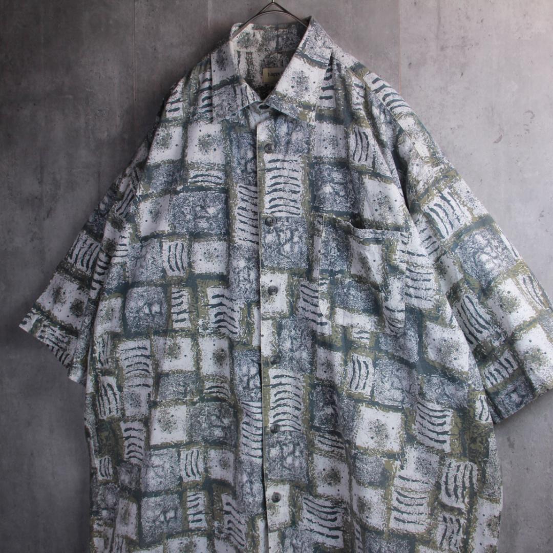古着　ヴィンテージ　総柄シャツ　オーバーサイズ　アート柄　ペイント柄　XL 綿