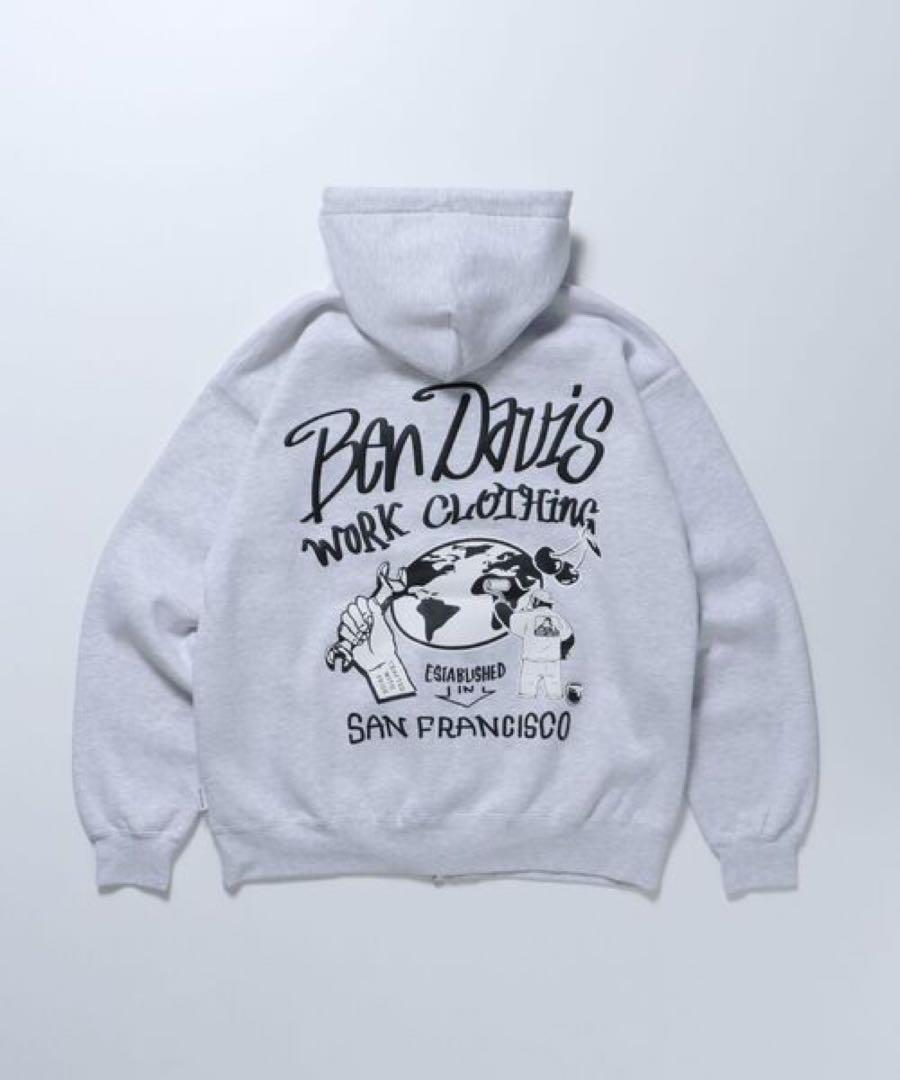 BEN DAVIS ホワイトフーディー　スウェット　ジップパーカー　ベンデイビス