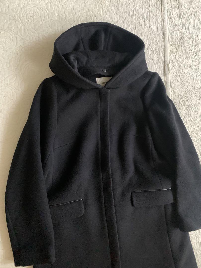 極美品♦︎IENA 定番二重織りシャルムフードコクーンコート¥47,300ブラック