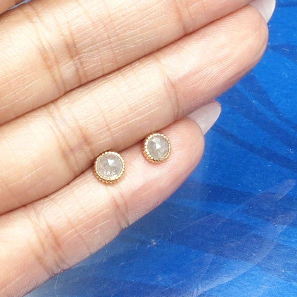美品♡k18♡ミル打ち♡お洒落なナチュラルダイヤモンド♡ローズ