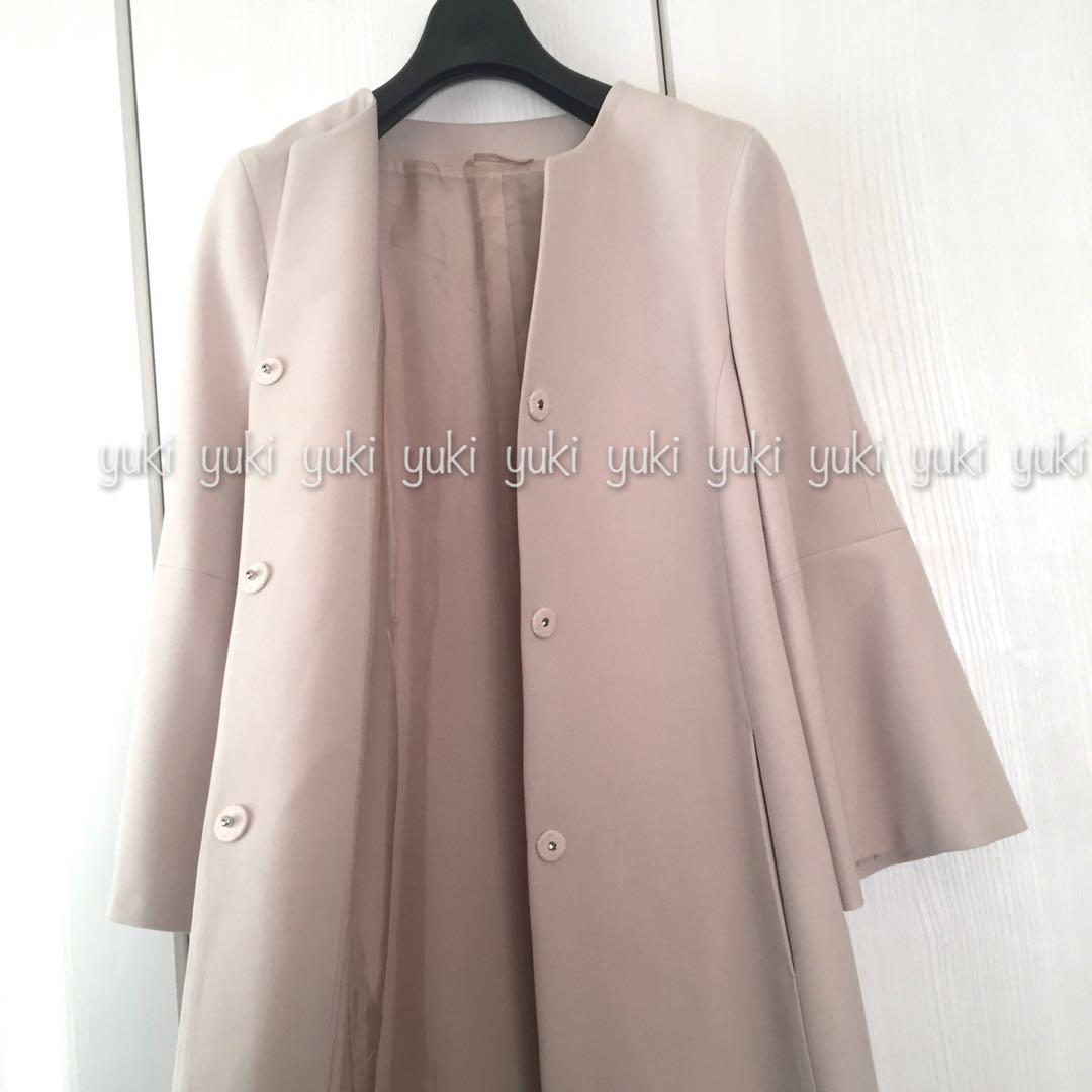 ✨美品✨ANAYI アナイ ダブルクロス ノーカラー コート ロングコート ANAYI ダブルクロス ノーカラーコート 36 ピンクベージュ - メルカリ