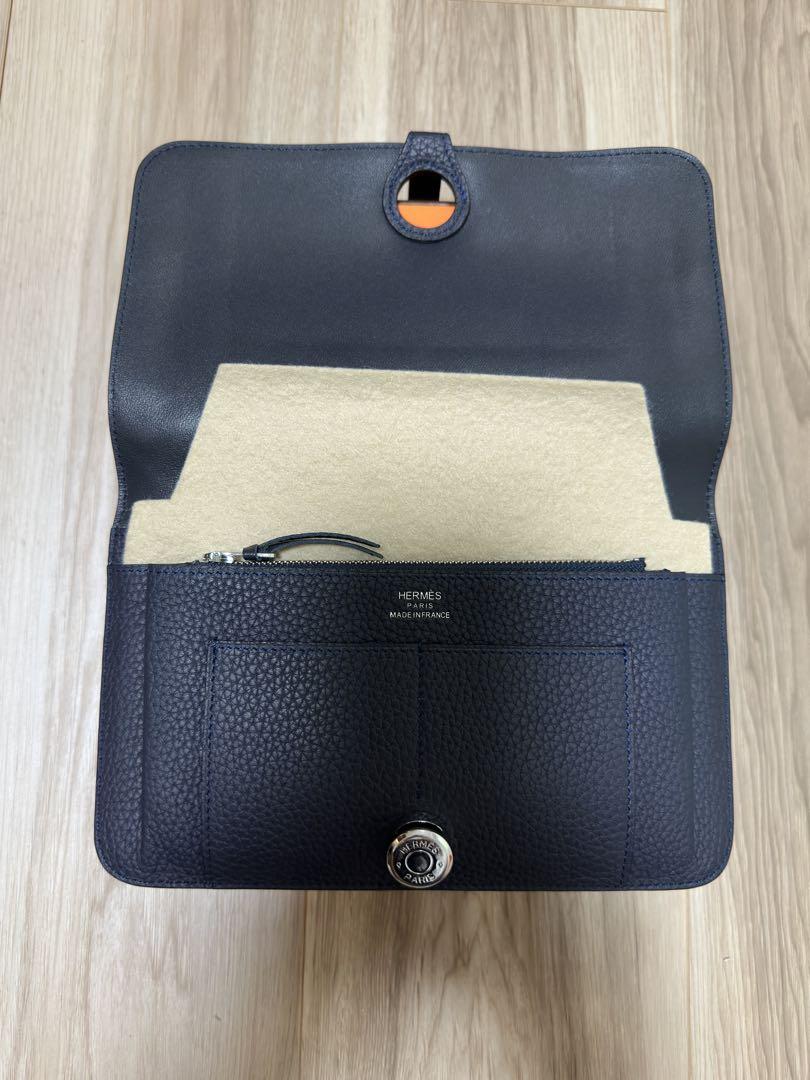 HERMES/エルメスドゴン ロング デュオ コンパクト GM 極美品 ネイビー