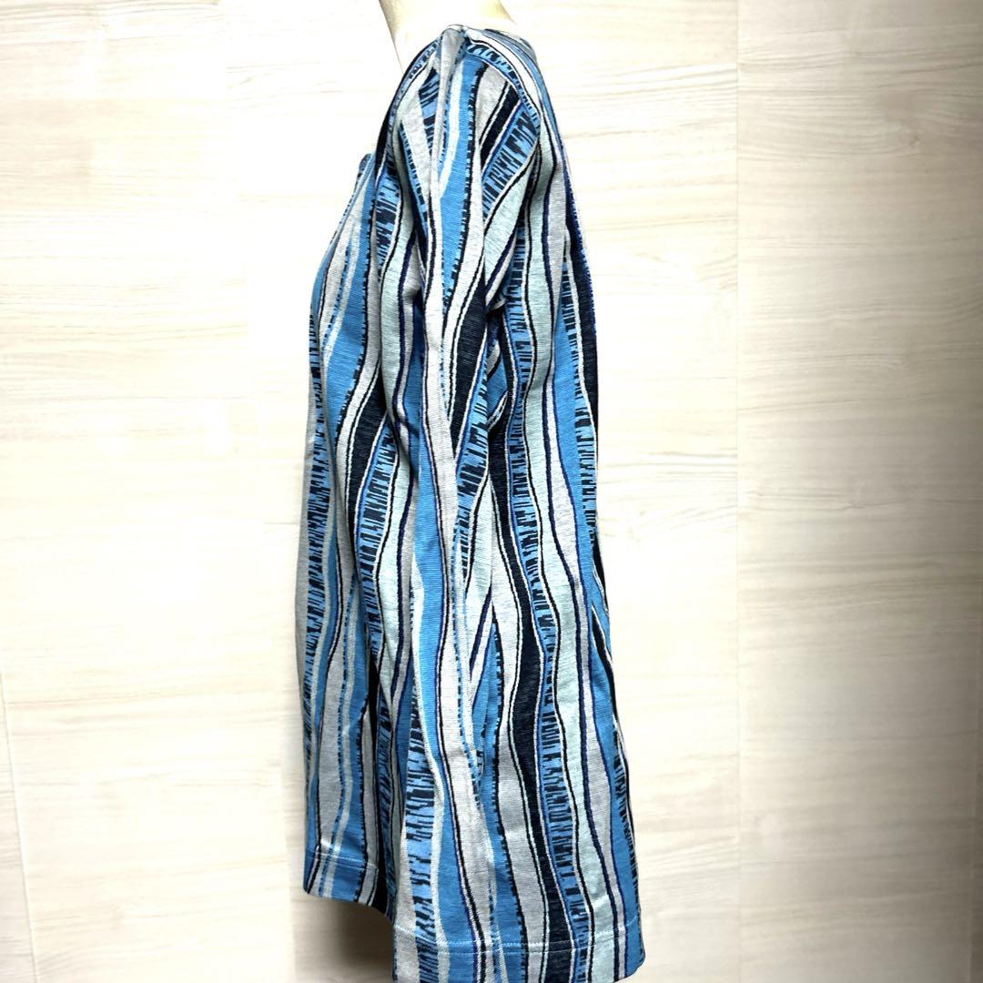 美品　MISSONI ミッソーニ　カーディガン　ブルー　総柄　長袖　L 美品 MISSONI ミッソーニ カーディガン ブルー 総柄 長袖 L