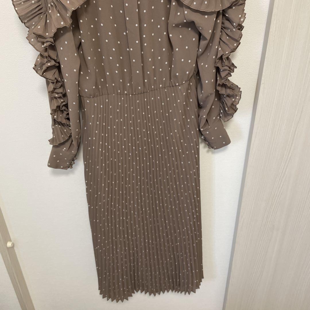 SNIDEL シフォンボウタイドットワンピース