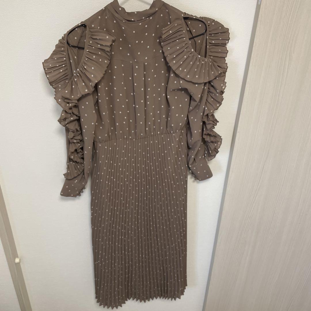 SNIDEL シフォンボウタイドットワンピース