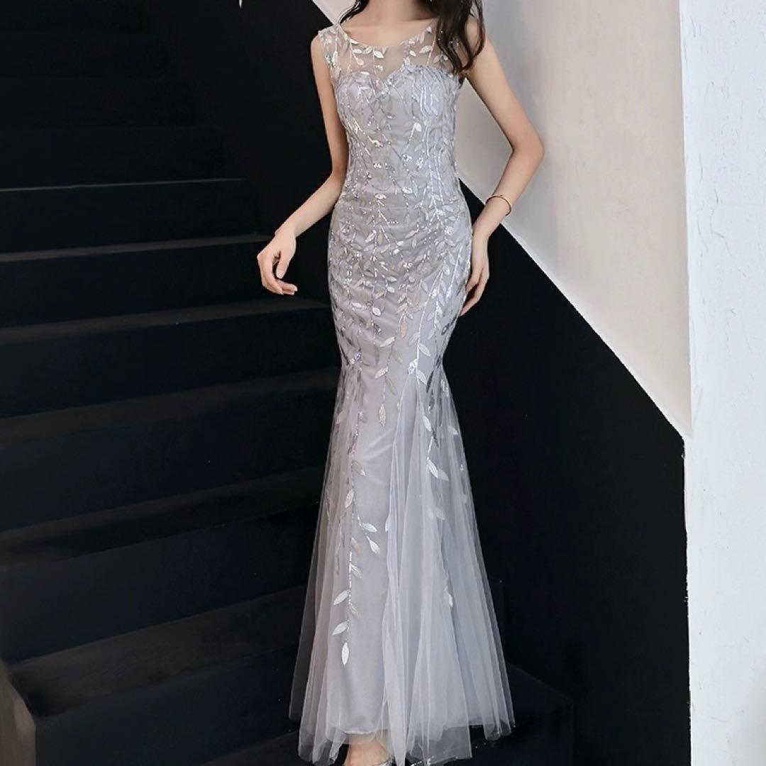リーフ柄がオシャレなマーメイドイブニングドレス♩.•
