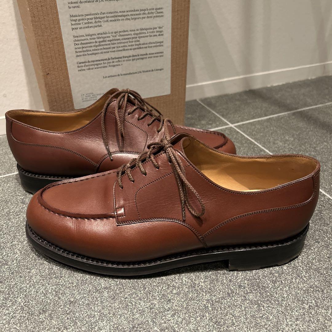 靴 J. M. Weston Golf Derby Tan Boxcalf 8D