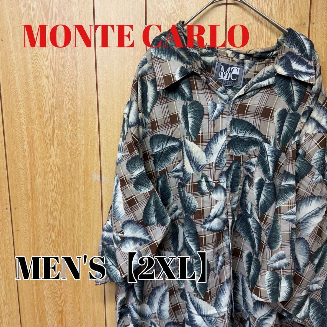 TS183【US輸入】MONTE CARLO　アロハシャツ【2XL相当】総柄