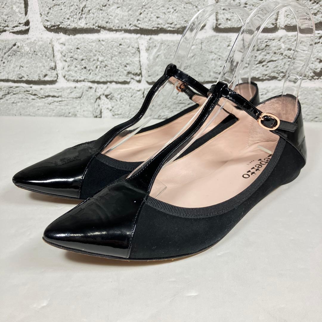 Repetto フラットパンプス Tストラップ ブラック 3723.5cm・Repetto