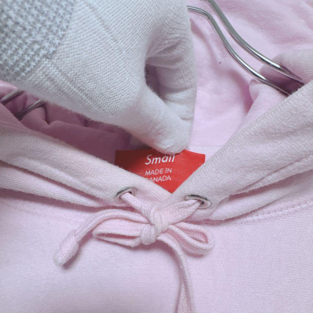 SUPREME 刺繍ロゴ パーカー サイズS ピンク