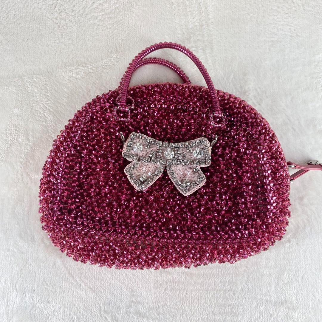 大人女性の 美品】アンテプリマ レッド リボン ハンドバッグ ワイヤー バッグ