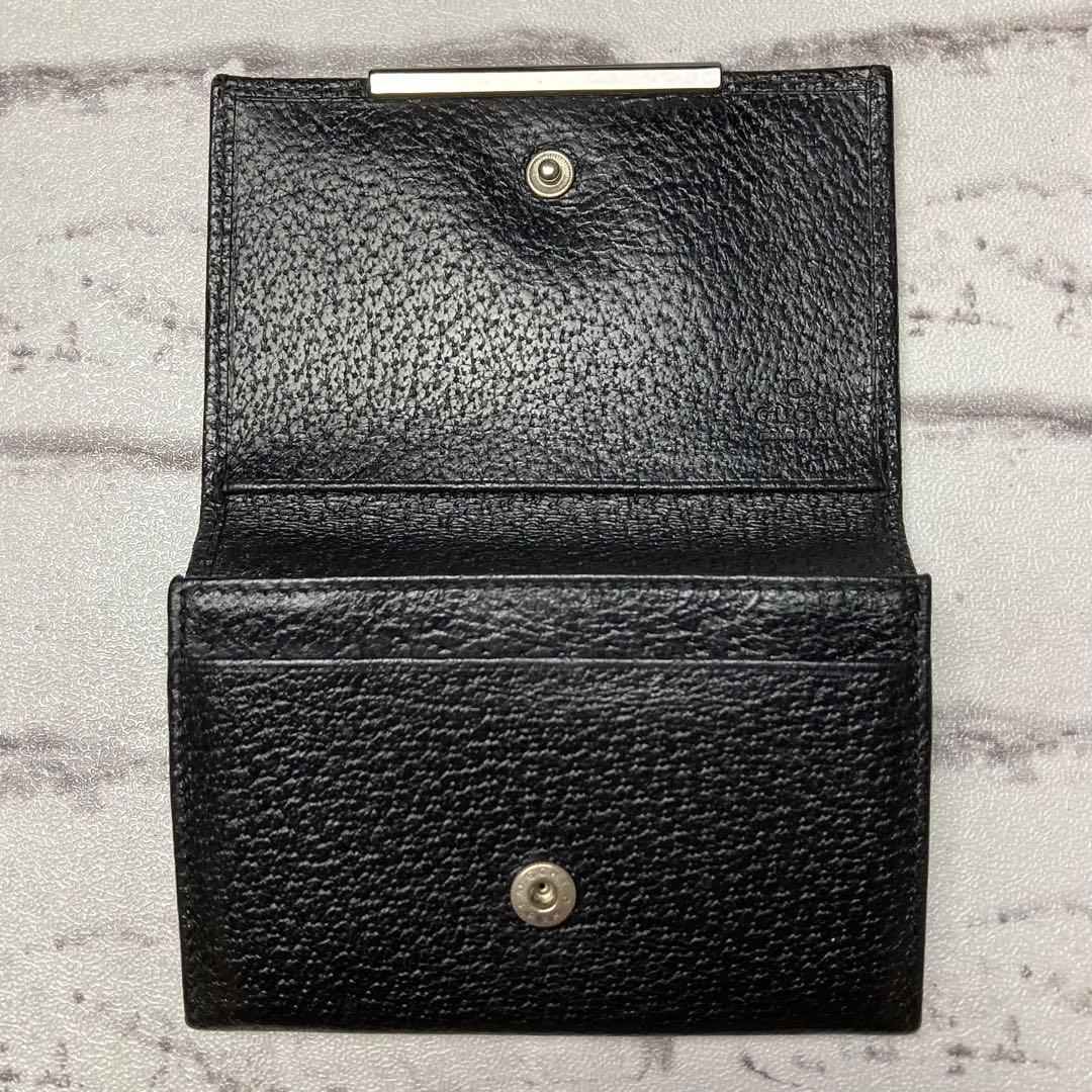 GUCCI　グッチ☆カードケース　ブラック　レザー　名刺入れ　ロゴプレート