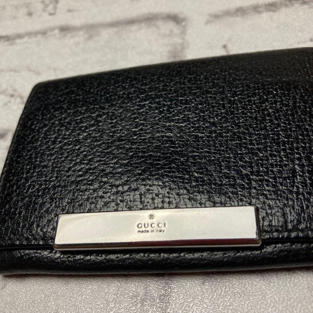 GUCCI　グッチ☆カードケース　ブラック　レザー　名刺入れ　ロゴプレート