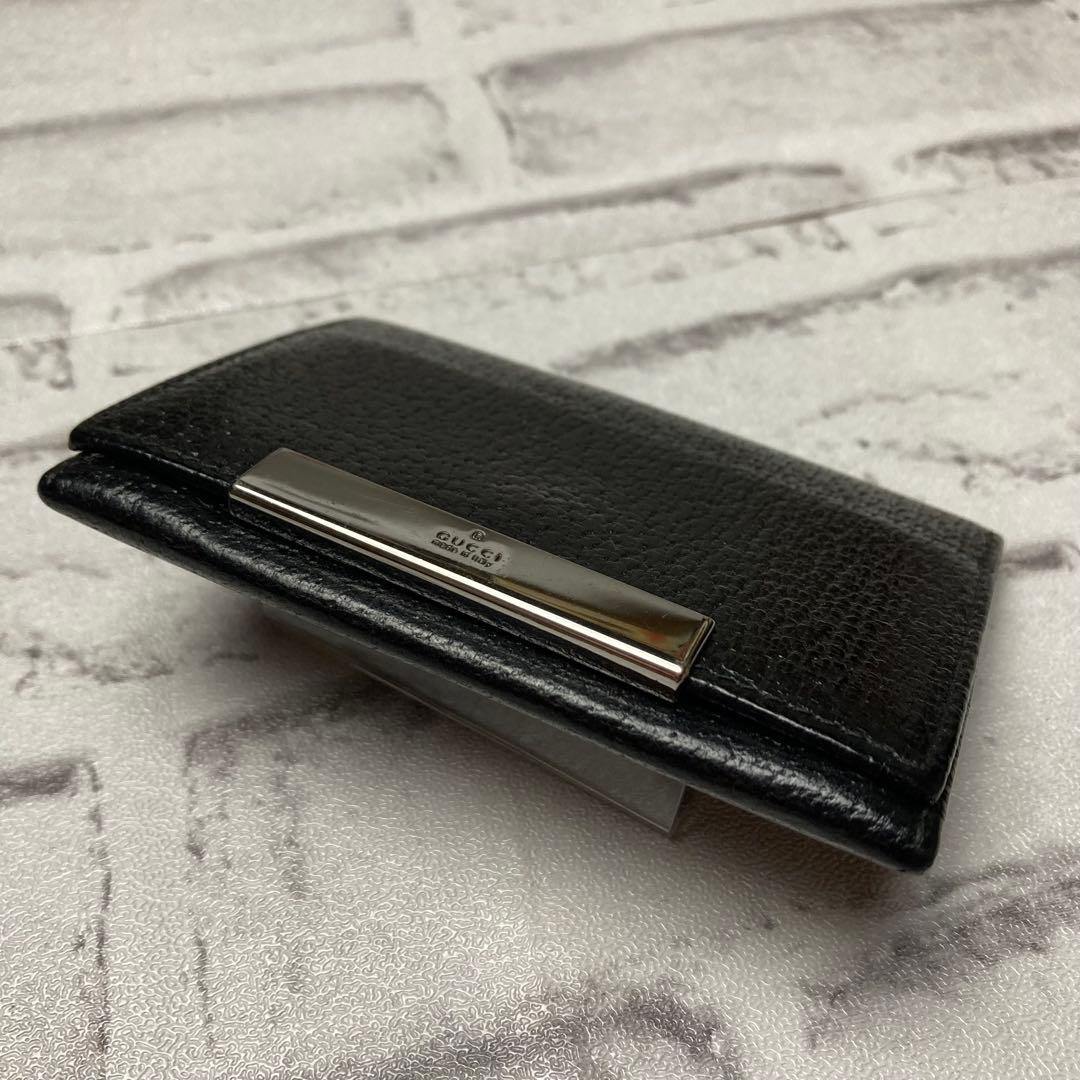 GUCCI　グッチ☆カードケース　ブラック　レザー　名刺入れ　ロゴプレート