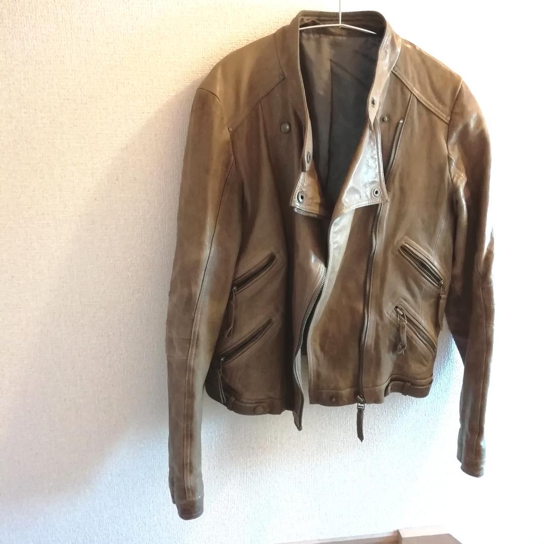 上品 ショート丈 レザージャケット 本革 ブラウン オシャレ ライダース 茶色