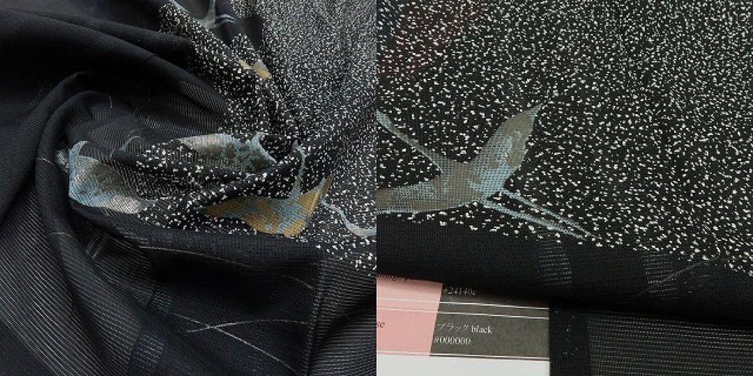 人気特価 美品 A3083 着物 訪問着 絽 鶴 誂えポリエステル 洗える夏着物 着物・浴衣