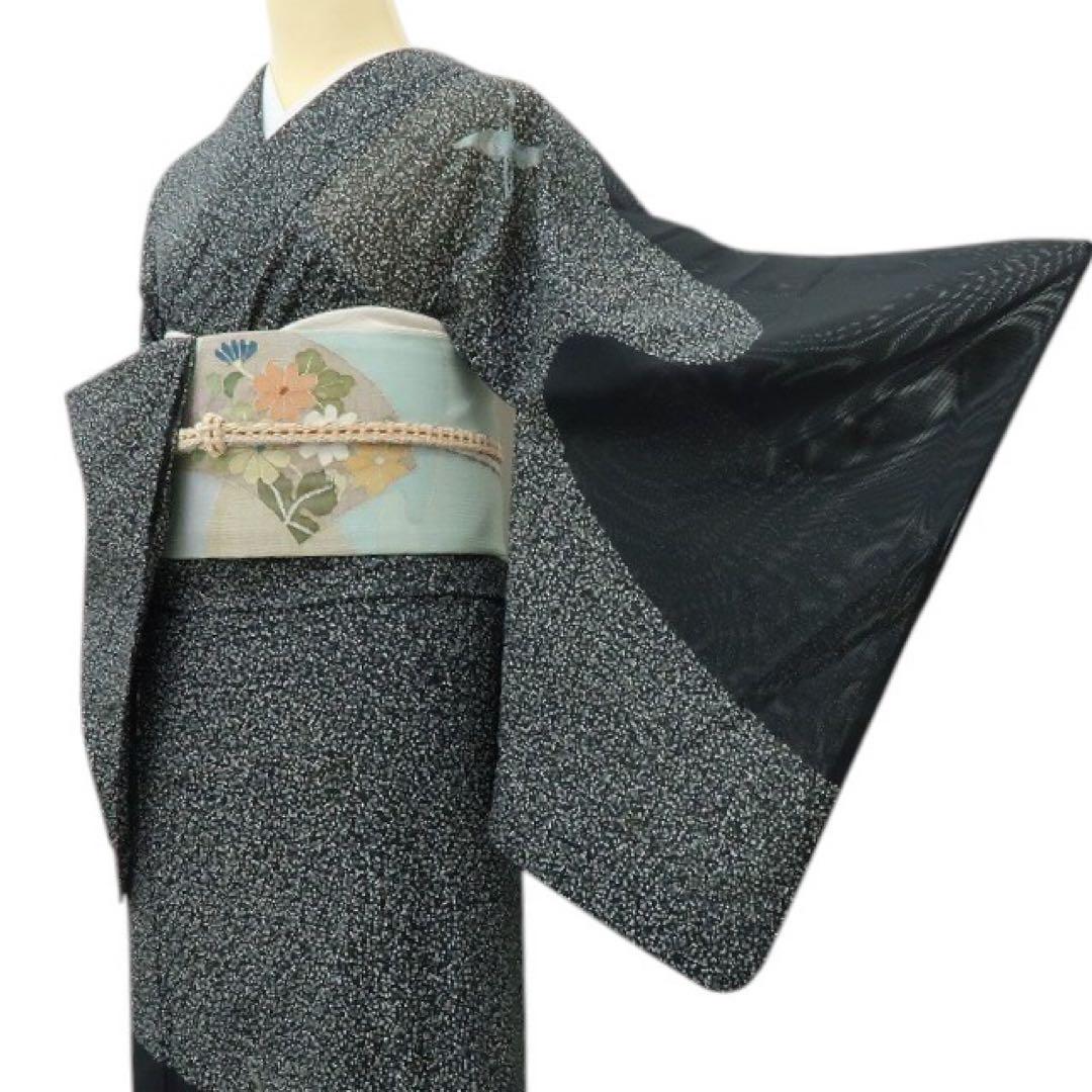 美品 洗える夏着物 誂えポリエステル 鶴 絽 訪問着 着物 A3083