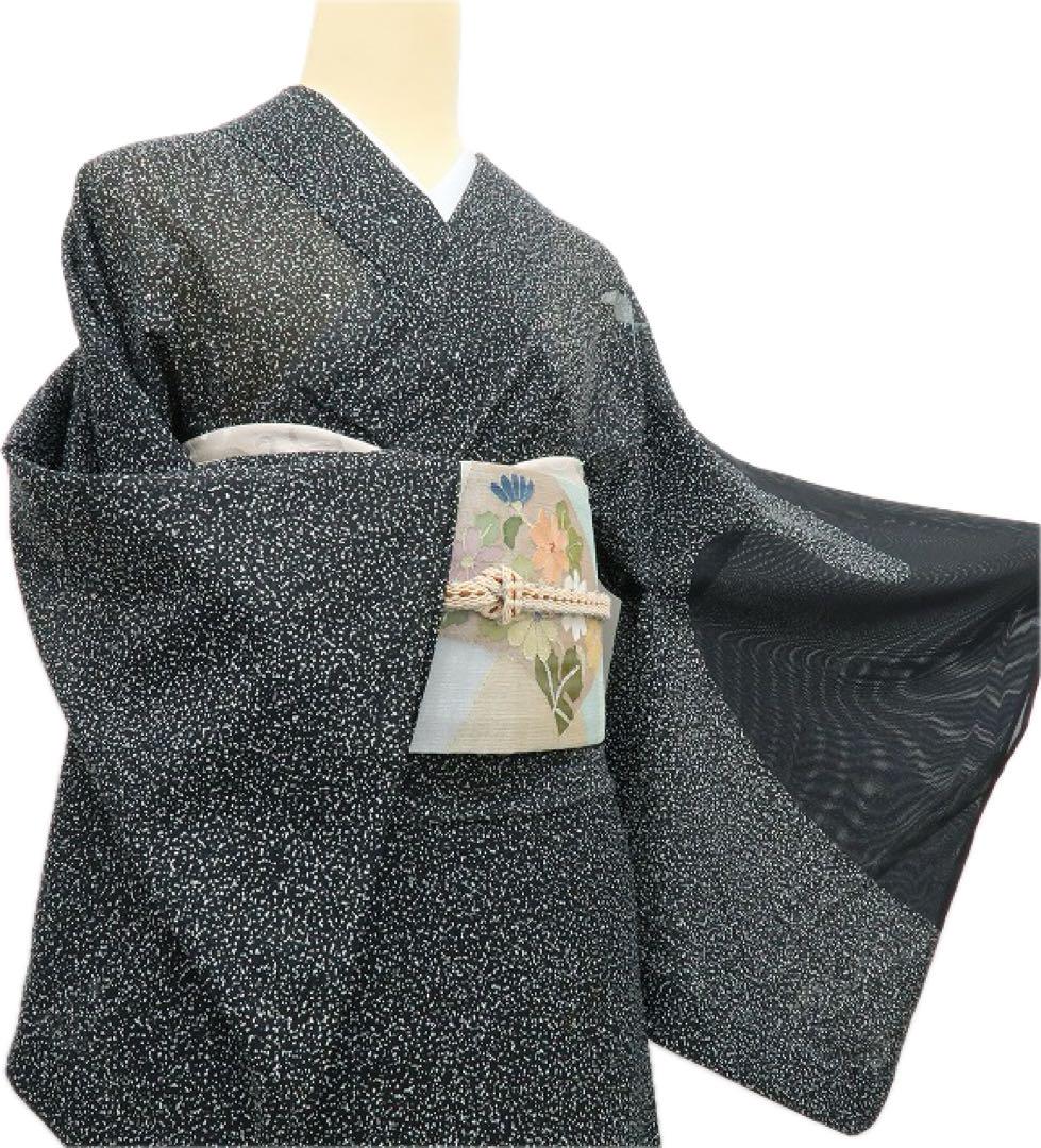美品 洗える夏着物 誂えポリエステル 鶴 絽 訪問着 着物 A3083