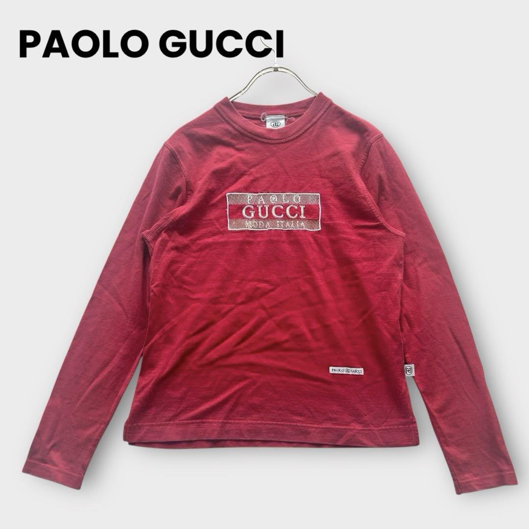 PAOLO GUCCI イタリア　赤　コットン　長袖　カットソー　レディース